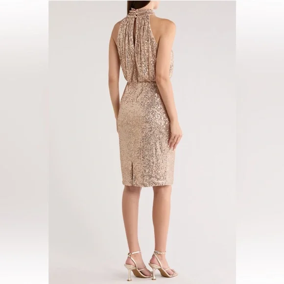 Eliza J Gold Mock Neck Sleeveless
Sequin Cocktail Dress NWT - Picture 2 of 3
